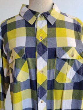 Ruff Hewn Yellow Plaid Long Sleeve Button-down Shirt (Size XL)